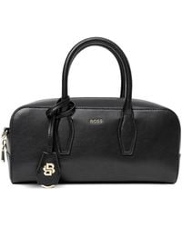 BOSS - Logo-Plaque Leather Tote Bag - Lyst