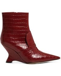 Essentiel Antwerp - Croc-Effect Wedge Ankle Boots - Lyst