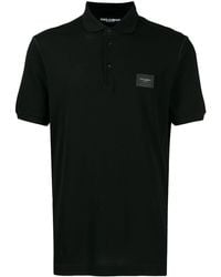Dolce & Gabbana Cotton Piqué Polo-Shirt With Branded Plate - Negro