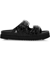 Philipp Plein - Crocodile-Effect Leather Sandals - Lyst