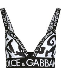 Dolce & Gabbana Sujetador con estampado de grafiti - Negro