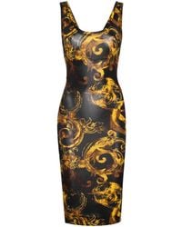 Versace - Vestido midi con estampado Watercolour Couture - Lyst