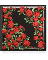 Dolce & Gabbana - Seidentwill-Schal Mit Rosen-Print 90Cm X 90Cm - Lyst