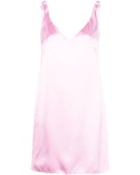 N°21 - Ruched-Straps V-Neck Satin Dress - Lyst
