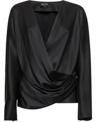 Giorgio Armani - Double Silk Satin Blouse - Lyst