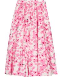 MSGM - Floral-print Midi Skirt - Lyst