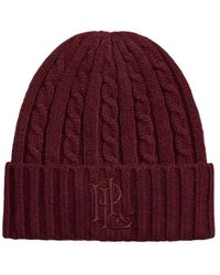Ralph Lauren - Cable-Knit Embroidered-Logo Beanie Hat - Lyst