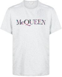 Alexander McQueen - T-shirt Met Geborduurd Logo - Lyst