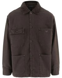 Emporio Armani - Logo-Plaque Cotton Jacket - Lyst