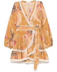 Zimmermann - Cotton Palm Ascension Mini Wrap Dress - Lyst