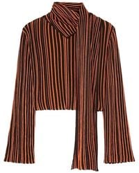 RETORI - Striped Scarf-Detail Blouse - Lyst