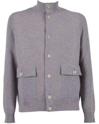 Lardini - Ribbed-Sleeve Button-Up Cardigan - Lyst