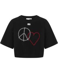 Love Moschino - Embroidered Cotton Jersey T-Shirt - Lyst