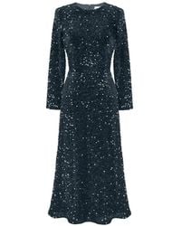 POST MERIDIEM - Sequin-Embellished Long-Sleeve Midi Dress - Lyst
