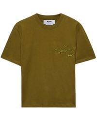 MSGM - Logo-Embroidered T-Shirt - Lyst
