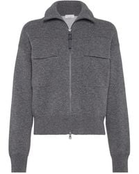 Brunello Cucinelli - Cardigan con cremallera - Lyst