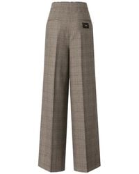 Pinko - Check Lace-Trim Trousers - Lyst