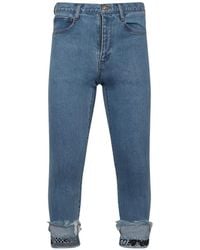 Facetasm - Cropped Print-Detail Jeans - Lyst