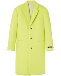 Versace - Logo-patch Wool Blend Single-breasted Coat - Lyst