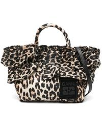 Ganni - Sac Cabas Volanté Sur Le Dessus À Imprimé Léopard - Lyst