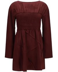 Ganni - Bordeaux Acetate Casual Dress - Lyst
