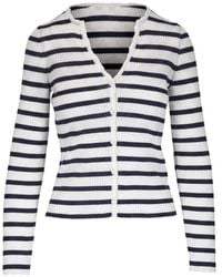 Veronica Beard - Anwin Striped Ribbed-Knit Cardigan - Lyst