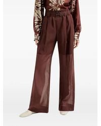 Brunello Cucinelli - Belted Sheer-Panel Trousers - Lyst