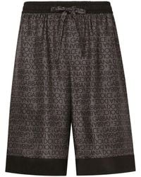 Dolce & Gabbana - Shorts aus Seide mit Logo-Print - Lyst
