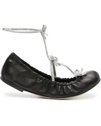 Rene Caovilla - Crystal Embellished Leather Ballet Flats - Lyst