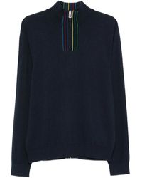 Paul Smith - Stripe-Detail Zip-Neck Sweater - Lyst