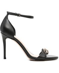 Guess - Logo-Plaque Leather Sandals - Lyst