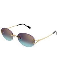 Cartier - Logo-Detail Rimless Sunglasses - Lyst