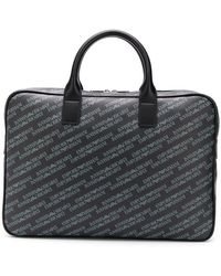 Emporio Armani Logo Print Laptop Bag - Black