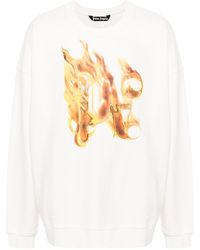 Palm Angels - Sweatshirt mit Logo-Flammen-Print - Lyst