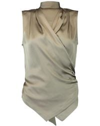 Brunello Cucinelli - Wrap Sleeveless Blouse - Lyst