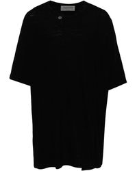 Yohji Yamamoto - Button-embellished Flax-blend T-shirt - Lyst