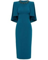 Jenny Packham - Ursa Midikleid Mit Verziertem Kragen - Lyst