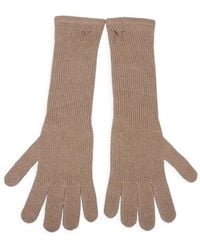 Max Mara - Ribbed-Knit Logo-Embroidered Gloves - Lyst