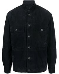 Giorgio Armani - High-Neck Suede Shirt Jacket - Lyst