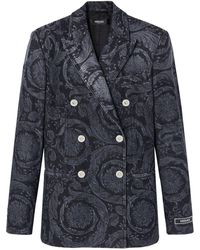 Versace - Barocco-print Double-breasted Blazer - Lyst