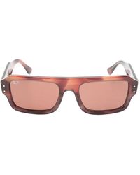 Ray-Ban - Lunettes De Soleil Rectangulaires À Effet Écailles De Tortue - Lyst