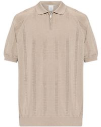 Eleventy - Zip Striped Knitted Polo Shirt - Lyst