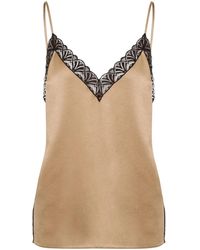 Alberta Ferretti - Satin Lace-Trim Camisole - Lyst