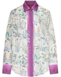 Gucci - Gestreepte Top Met Bloemen - Lyst