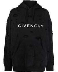 Givenchy - Gerafelde Hoodie Met Logopatch - Lyst