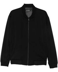 KARL LAGERFELD - Ribbed-Trim Zip-Up Jacket - Lyst