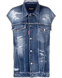 DSquared² - Jeansweste mit Distressed-Finish - Lyst