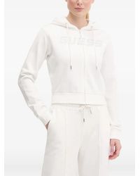 Guess - Hoodie Zippé À Logo Strassé - Lyst