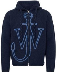 JW Anderson - Cardigan Con Zip E Logo Anchor - Lyst