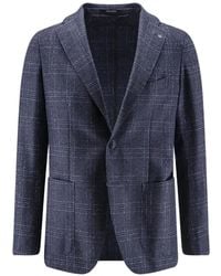 Tagliatore - Check-Pattern Single-Breasted Blazer - Lyst